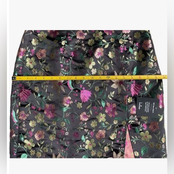 Lulu’s Make a Move Black Satin Floral Jacquard Strapless Midi Dress - Picture 7 of 10